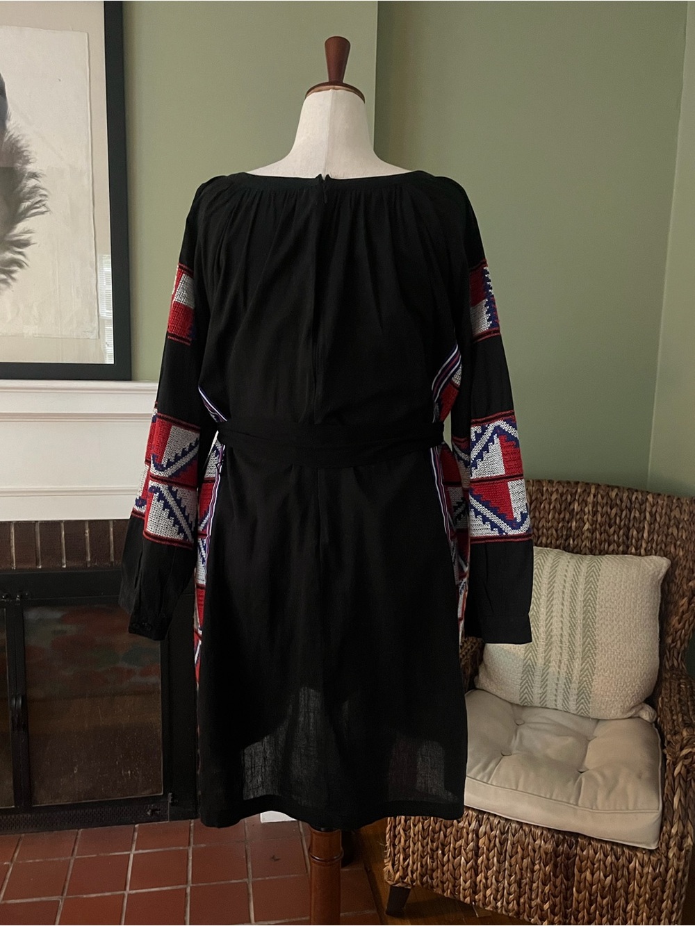 Eloquii Studio Black Embroidered Cotton Peasant Dress - Size 22 - Picture 4 of 12